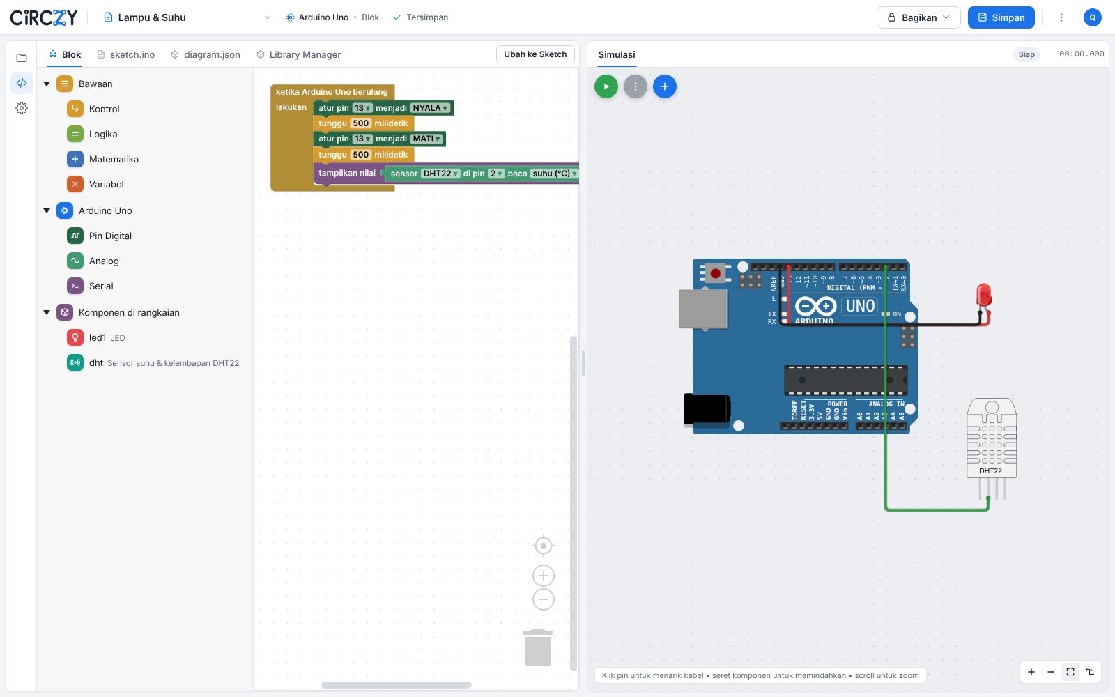 Pemrograman blok untuk Arduino, ESP32, dan NodeMCU – Circzy