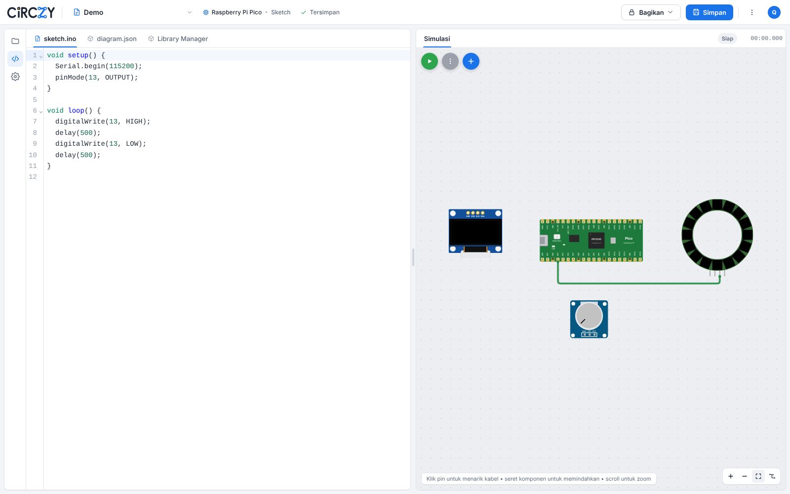 Simulator Raspberry Pi Pico online – Circzy